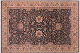 handmade Traditional Kashan Blue Tan Hand Knotted RECTANGLE 100% WOOL area rug 6x9