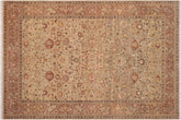handmade Transitional Kashan Lt. Green Tan Hand Knotted RECTANGLE 100% WOOL area rug 6 x 9