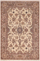 handmade Traditional Lahore Tan Lt. Brown Hand Knotted RECTANGLE 100% WOOL area rug 6'X9'