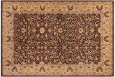 handmade Traditional Brown Tan Hand Knotted RECTANGLE 100% WOOL area rug 6' x 9'