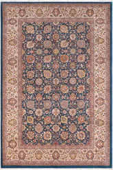 Turkish Knotted Istanbul Eleanor Teal Blue/Ivory Wool Rug - 6'2''X9'0''