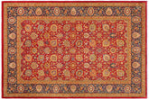 handmade Transitional Design Red Teal Hand Knotted RECTANGLE 100% WOOL area rug 6' x 9'