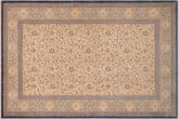 handmade Transitional Kafkaz Tan Green Hand Knotted RECTANGLE 100% WOOL area rug 6' x 9'