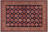 handmade Geometric Super Kazak Blue Beige Hand Knotted RECTANGLE 100% WOOL area rug 8' x 9'