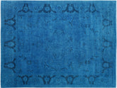 handmade Over Dyed Over Dyed Blue Blue Hand Knotted RECTANGLE 100% WOOL area rug 8' x 10'