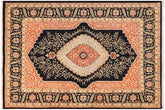 handmade Traditional Design Black Green Hand Knotted RECTANGLE 100% WOOL area rug 5' x 7'