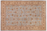 handmade Transitional Lahore Lt. Blue Lt. Tan Hand Knotted RECTANGLE 100% WOOL area rug 6' x 9'