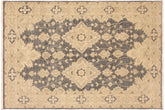 handmade Transitional Kafkaz Gray Tan Hand Knotted RECTANGLE 100% WOOL area rug 4' x 6'