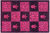 handmade Over Dyed Over Dyed Purple Pink Hand Knotted RECTANGLE 100% WOOL area rug 4' x 6'