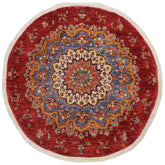 handmade Geometric Khurgeen Blue Red Hand Knotted ROUND 100% WOOL area rug 6x6
