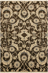 handmade Modern Kafkaz Brown Beige Hand Knotted RECTANGLE 100% WOOL area rug 4X6