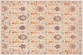 handmade Modern Kafkaz Beige Blue Hand Knotted RECTANGLE 100% WOOL area rug 9' x 11'