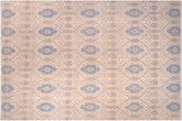handmade Modern Kafkaz Ivory Blue Hand Knotted RECTANGLE 100% WOOL area rug 12' x 15'