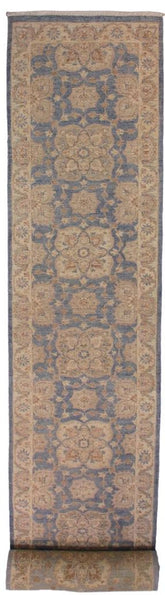 handmade Traditional Kafkaz Blue Ivory Hand Knotted RUNNER 100% WOOL area rug 3X13