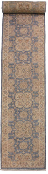 handmade Traditional Kafkaz Blue Ivory Hand Knotted RUNNER 100% WOOL area rug 3X13