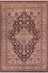 handmade Traditional Tabriz Aubergine Tan Hand Knotted RECTANGLE 100% WOOL area rug 6'X9'
