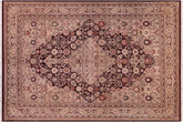 handmade Traditional Tabriz Aubergine Tan Hand Knotted RECTANGLE 100% WOOL area rug 6'X9'