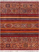 handmade Geometric Khorgeen Blue Gold Hand Knotted RECTANGLE 100% WOOL area rug 5x7