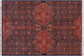 handmade Geometric Kurjean Blue Rust Hand Knotted RECTANGLE 100% WOOL area rug 7x10