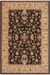 handmade Traditional Kafkaz Dark Brown Tan Hand Knotted RECTANGLE 100% WOOL area rug 9X12