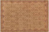 handmade Transitional Kafkaz Green Tan Hand Knotted RECTANGLE 100% WOOL area rug 9' x 13'