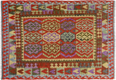 handmade Geometric Kilim Blue Red Hand-Woven RECTANGLE 100% WOOL area rug 5 x 7