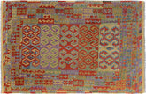 handmade Geometric Kilim Gold Red Hand-Woven RECTANGLE 100% WOOL area rug 6 x 9