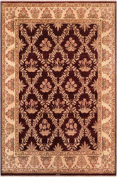 Traditional Veg Dye Vanessa Aubergine Beige Hand Knotted Area rugs 8X10