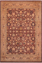 Traditional Tabriz Junie Aubergine Tan Hand Knotted Area rugs 8X10