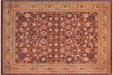 handmade Transitional Tabriz Aubergine Tan Hand Knotted RECTANGLE 100% WOOL area rug 8x10