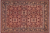 handmade Transitional Agra Tabriz Aubergine Blue Hand Knotted RECTANGLE 100% WOOL area rug 8x10