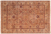 handmade Transitional Agra Tan Tan Hand Knotted RECTANGLE 100% WOOL area rug 8x10