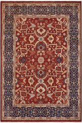 handmade Traditional Kafkaz Rust Blue Hand Knotted RECTANGLE 100% WOOL area rug 9X12