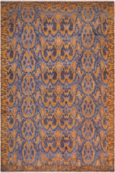 handmade Modern Kafkaz Blue Gold Hand Knotted RECTANGLE 100% WOOL area rug 8X10