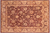 handmade Transitional Anmol Agra Aubergine Tan Hand Knotted RECTANGLE 100% WOOL area rug 8x10
