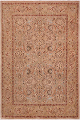 handmade Traditional Lahore Tan Lt. Green Hand Knotted RECTANGLE 100% WOOL area rug 8'X10'