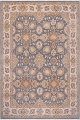 handmade Traditional Kafkaz Bluish Gray Beige Hand Knotted RECTANGLE 100% WOOL area rug 9X12
