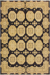 handmade Transitional Kafkaz Blue Tan Hand Knotted RECTANGLE 100% WOOL area rug 5X8