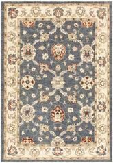 handmade Transitional Kafkaz Blue Ivory Hand Knotted RECTANGLE 100% WOOL area rug 4X6