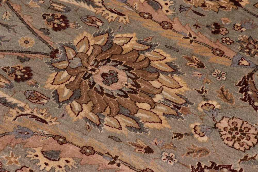 handmade Traditional Lahore Greenish Gr Gold Hand Knotted RECTANGLE 100% WOOL area rug 8x10