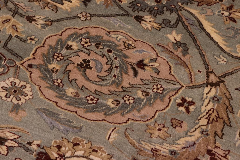 handmade Traditional Lahore Greenish Gr Gold Hand Knotted RECTANGLE 100% WOOL area rug 8x10