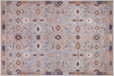 handmade Modern Kafkaz Blue Tan Hand Knotted RECTANGLE 100% WOOL area rug 9' x 12'
