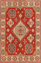 handmade Geometric Kazak Rust Beige Hand Knotted RECTANGLE 100% WOOL area rug 8'X10'