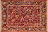 handmade Transitional Anmol Agra Red Blue Hand Knotted RECTANGLE 100% WOOL area rug 8 x 10