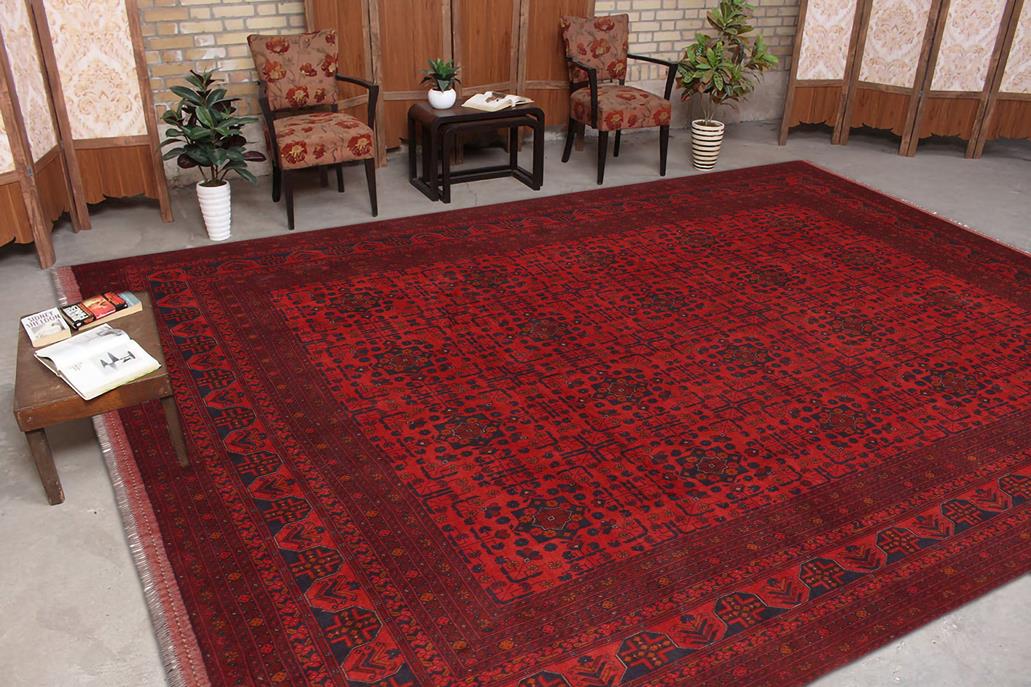 handmade Tribal Biljik Khal Mohammadi Red Black Hand Knotted RECTANGLE 100% WOOL area rug