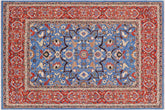 handmade Traditional Kafkaz Blue Rust Hand Knotted RECTANGLE 100% WOOL area rug 9' x 12'