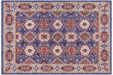 handmade Transitional Kafkaz Blue Ivory Hand Knotted RECTANGLE 100% WOOL area rug 8' x 10'
