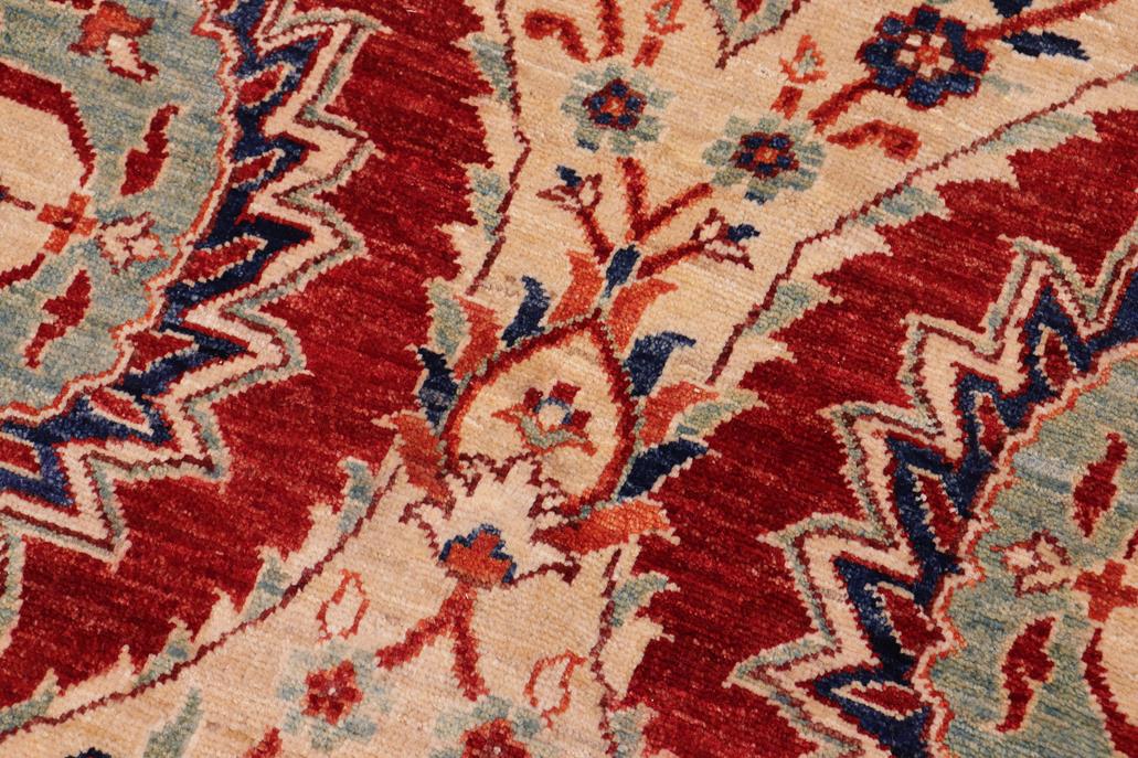 handmade Transitional Kafkaz Red Blue Hand Knotted RECTANGLE 100% WOOL area rug 9 x 12