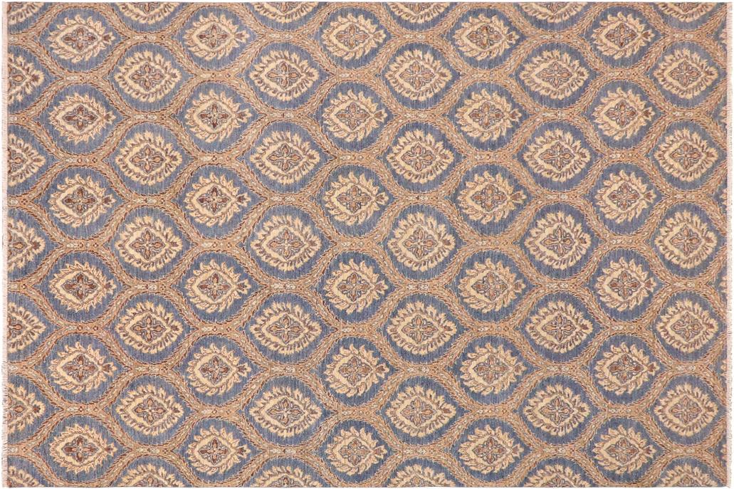handmade Transitional Kafkaz Blue Brown Hand Knotted RECTANGLE 100% WOOL area rug 9 x 12
