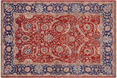 handmade Traditional Kafkaz Rust Blue Hand Knotted RECTANGLE 100% WOOL area rug 6x8